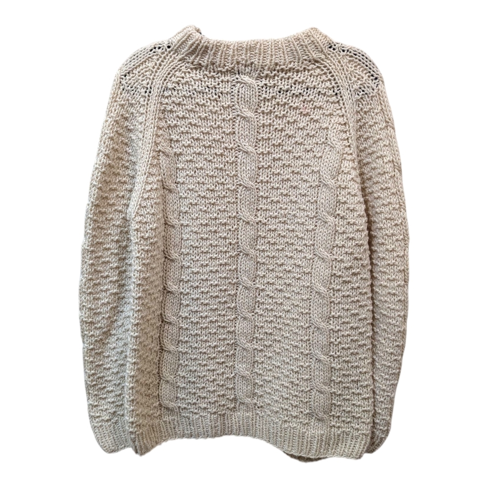 Triunfante Portugal Handmade Wool Blend Fisherman Cable Men's Cream Sweater (L)